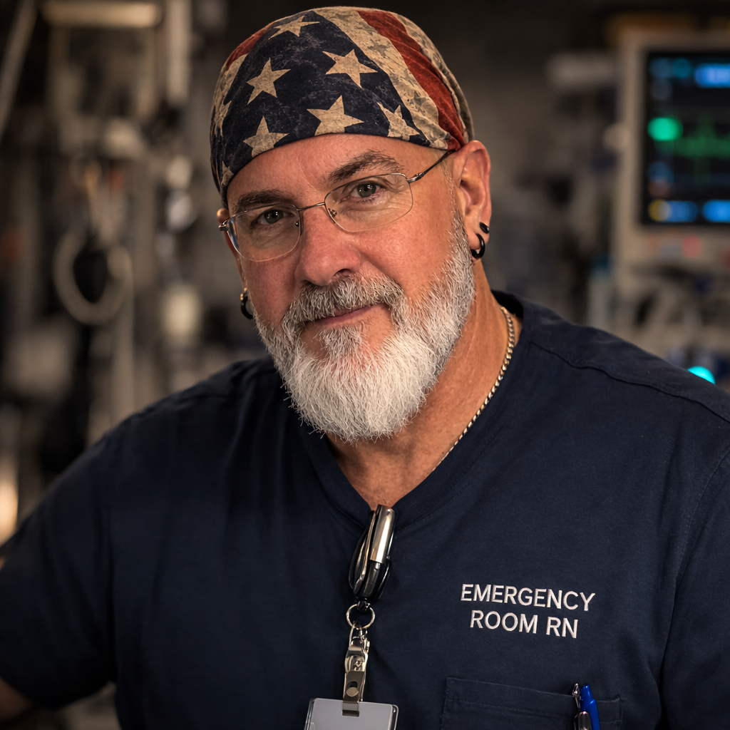 Portrait of Ken K.J. Reardon in a dark biker-inspired style